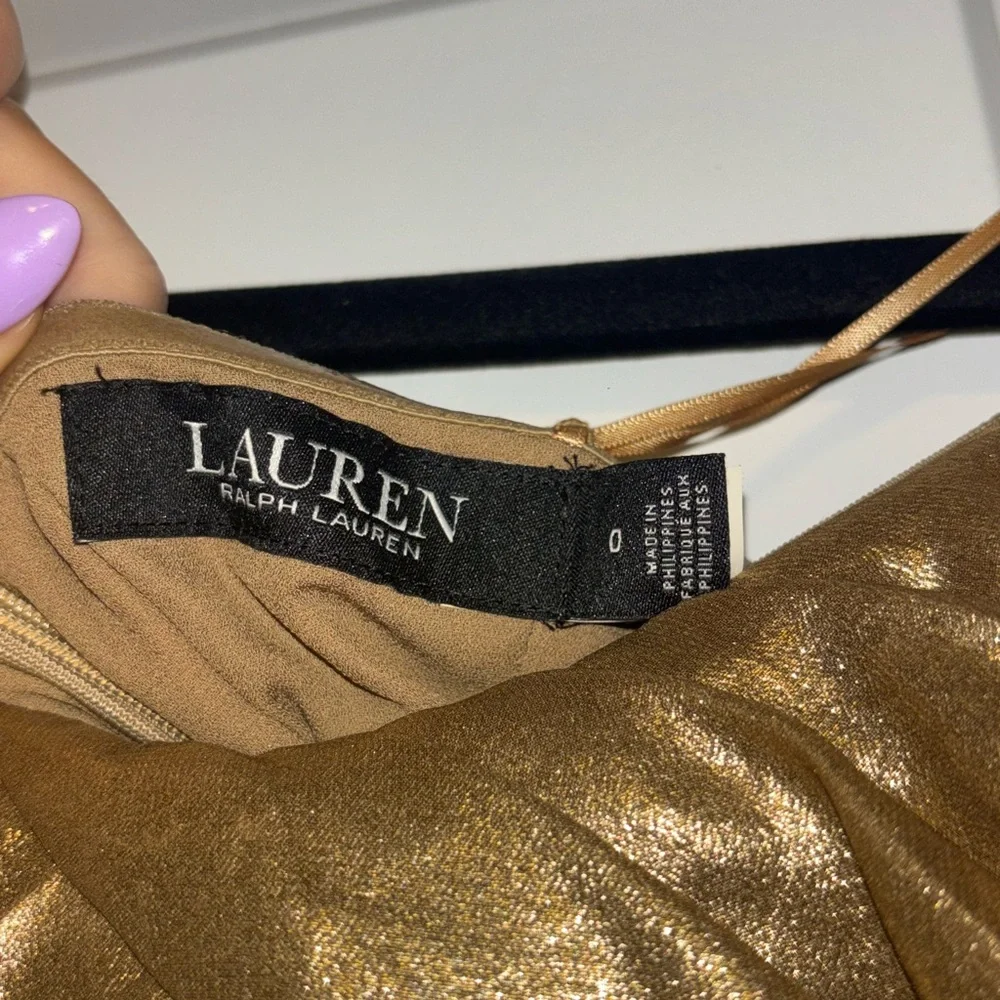 Ralph Lauren Metallic Gold Evening Gown - Picture 5 of 8